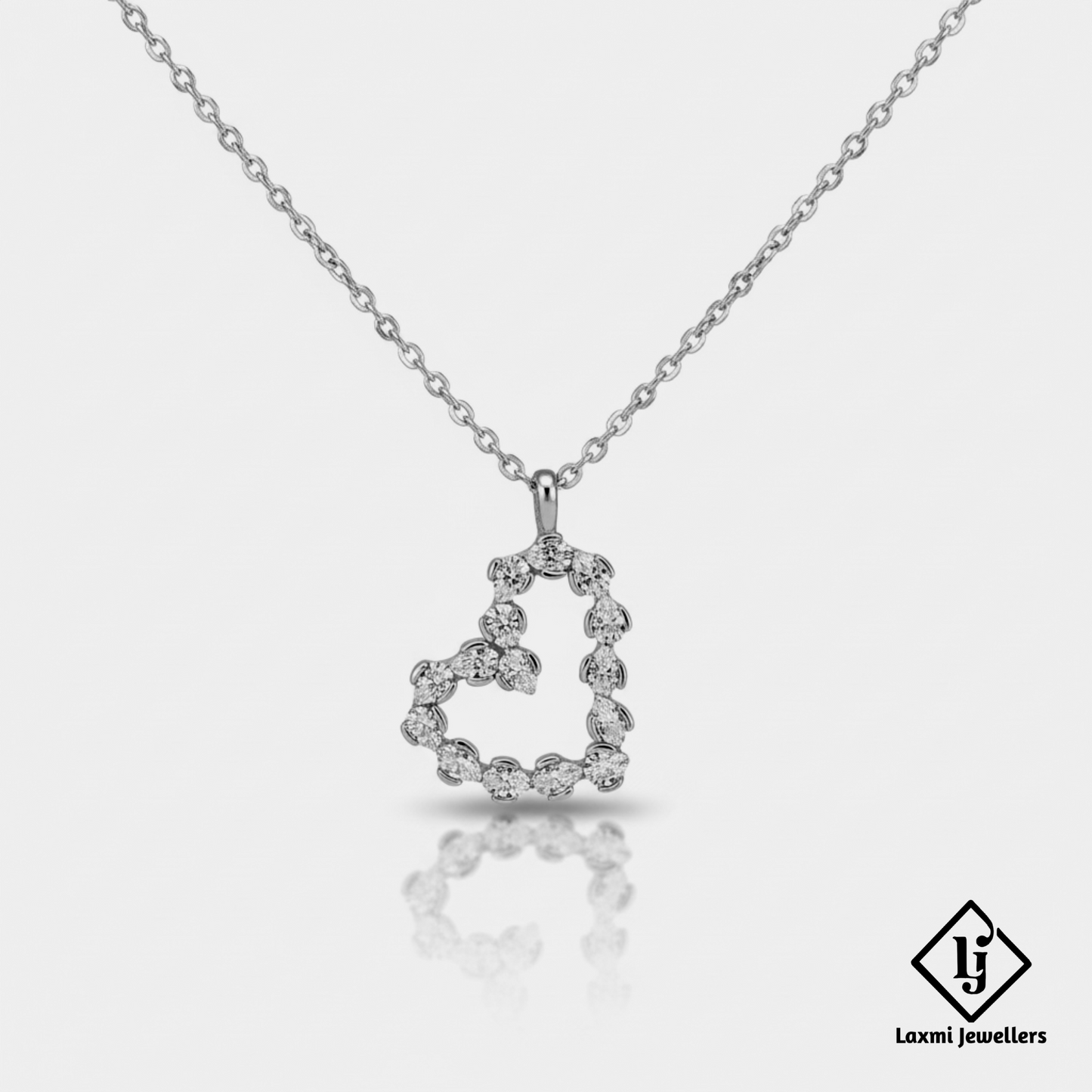 925 Sterling Silver Heart Shape Diamond Pendant Necklace for Women | CZ Stone Stylish Love Necklace