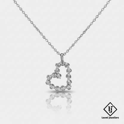 925 Sterling Silver Heart Shape Diamond Pendant Necklace for Women | CZ Stone Stylish Love Necklace