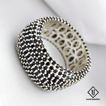 925 Silver Black Stone Cocktail Ring for Women – Designer Statement Jewelry