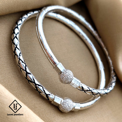 Traditional 925 Sterling Silver Oxidized Pattern Bangles – Unique Handcrafted Design
