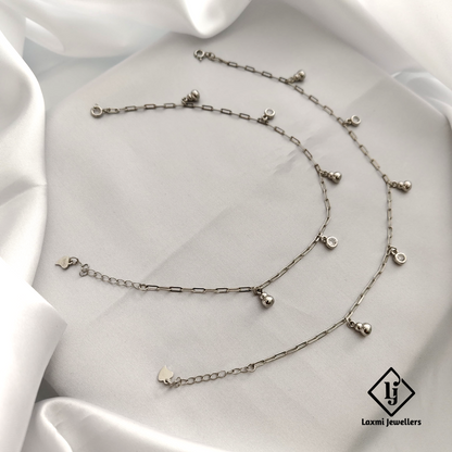 925 Sterling Silver Anklets with Dangle Charms – Elegant Chain Design