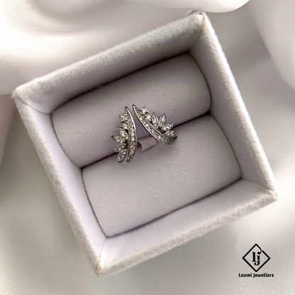 Elegant Leaf Design CZ Silver Ring for Women – Laxmi Jewellers