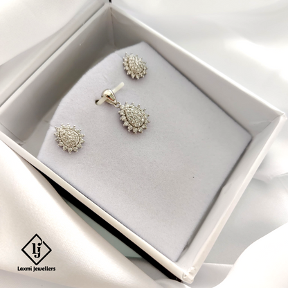 925 Silver Teardrop Pendant Set with CZ Stones for Women – Elegant Daily & Party Wear Jewellery