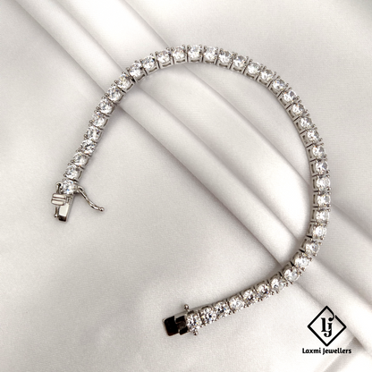 Exquisite Silver Tennis Bracelet with Sparkling CZ Stones – Laxmi Jewellers