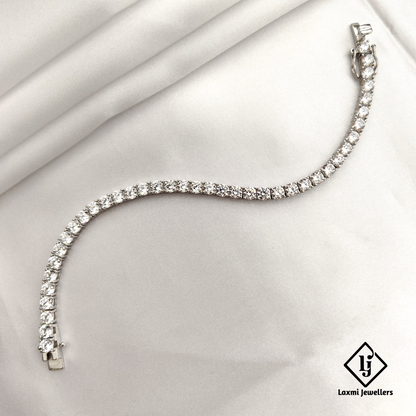 Exquisite Silver Tennis Bracelet with Sparkling CZ Stones – Laxmi Jewellers