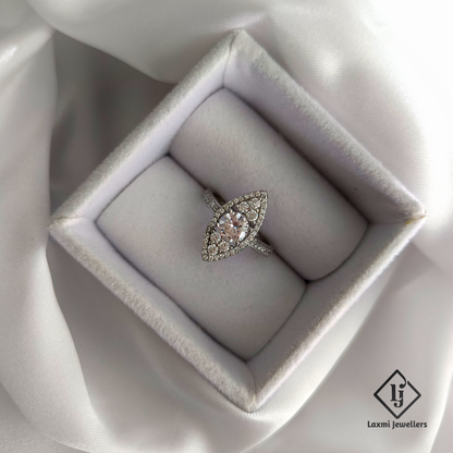 925 Sterling Silver Marquise Cut CZ Ring for Women – Elegant Engagement Style