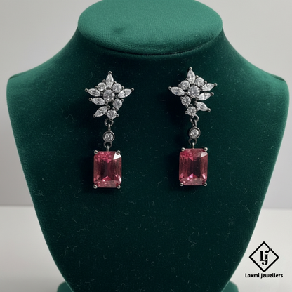 925 Silver Red Stone Designer Drop Earrings for Women | CZ Studded Party Wear Earrings