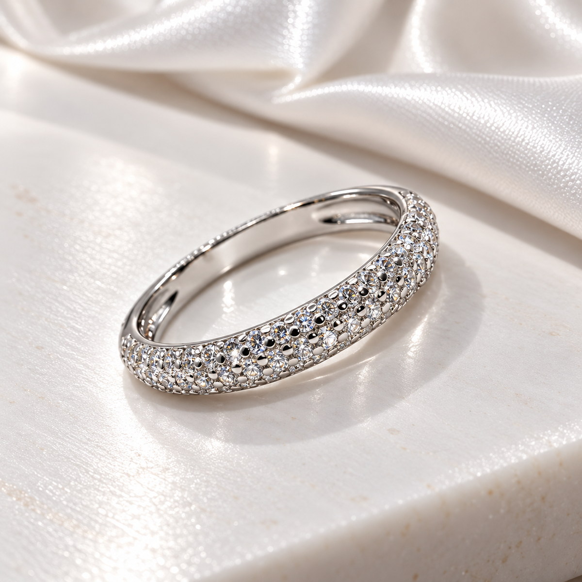 915 Sterling Silver Elegant Full Pave CZ Stone Band Ring for Women | Premium Silver-Tone Ladies Ring – Laxmi Jewellers