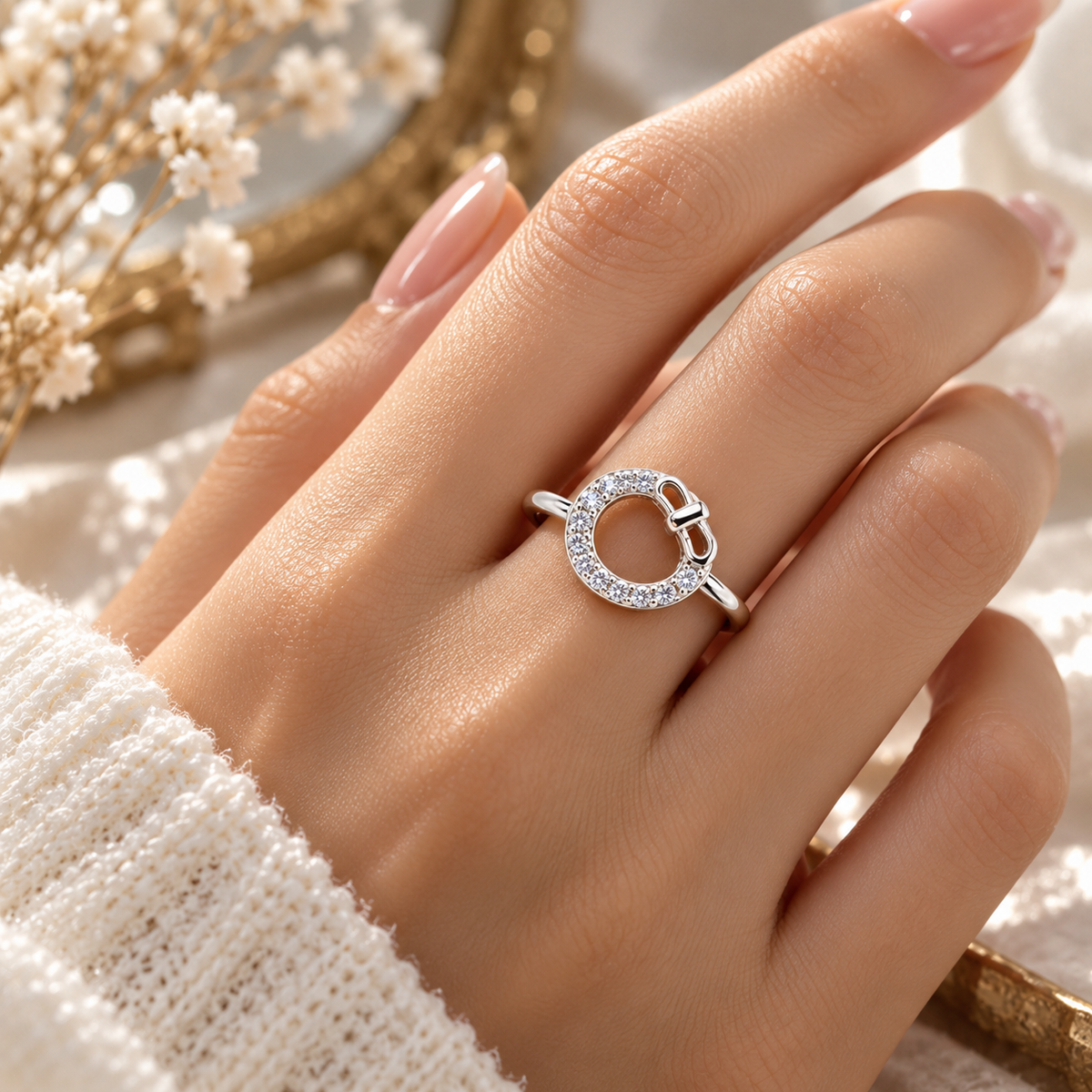 925 sterling silver Elegant Circle Crystal Ladies Ring for Women | Stylish Bow Design Silver Ring – Laxmi Jewellers