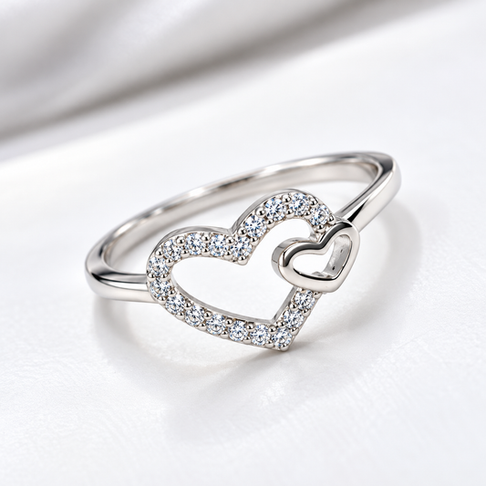 925 Sterling Silver Heart Ring for Women | Sparkling Heart Ring for Ladies – Laxmi Jewellers