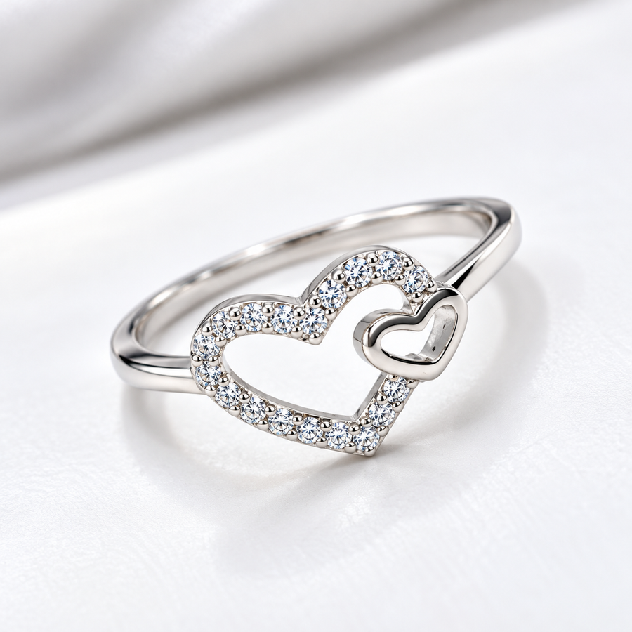 925 Sterling Silver Heart Ring for Women | Sparkling Heart Ring for Ladies – Laxmi Jewellers