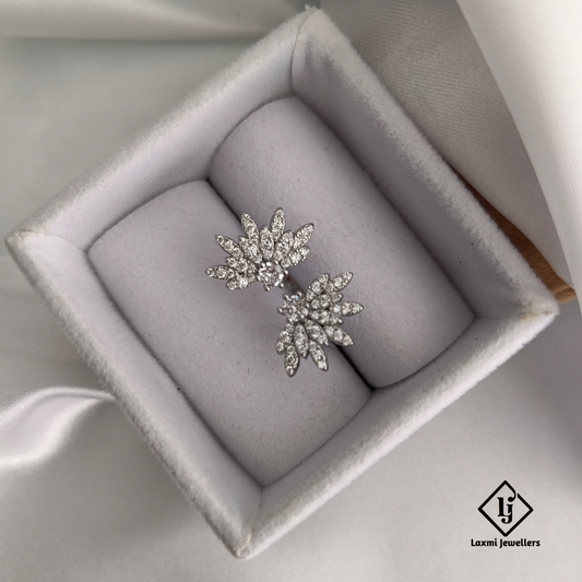 925 Silver Wing Design CZ Ring for Women – Rhodium Polish Statement Jewelry