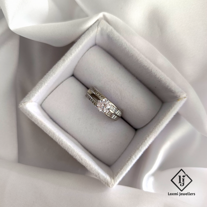 Elegant Round Solitaire Diamond Ring with Baguette Accents – Laxmi Jewellers