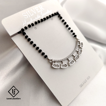 925 Sterling Silver Black Beads Mangalsutra Necklace – Traditional Indian Jewelry for Daily Wear