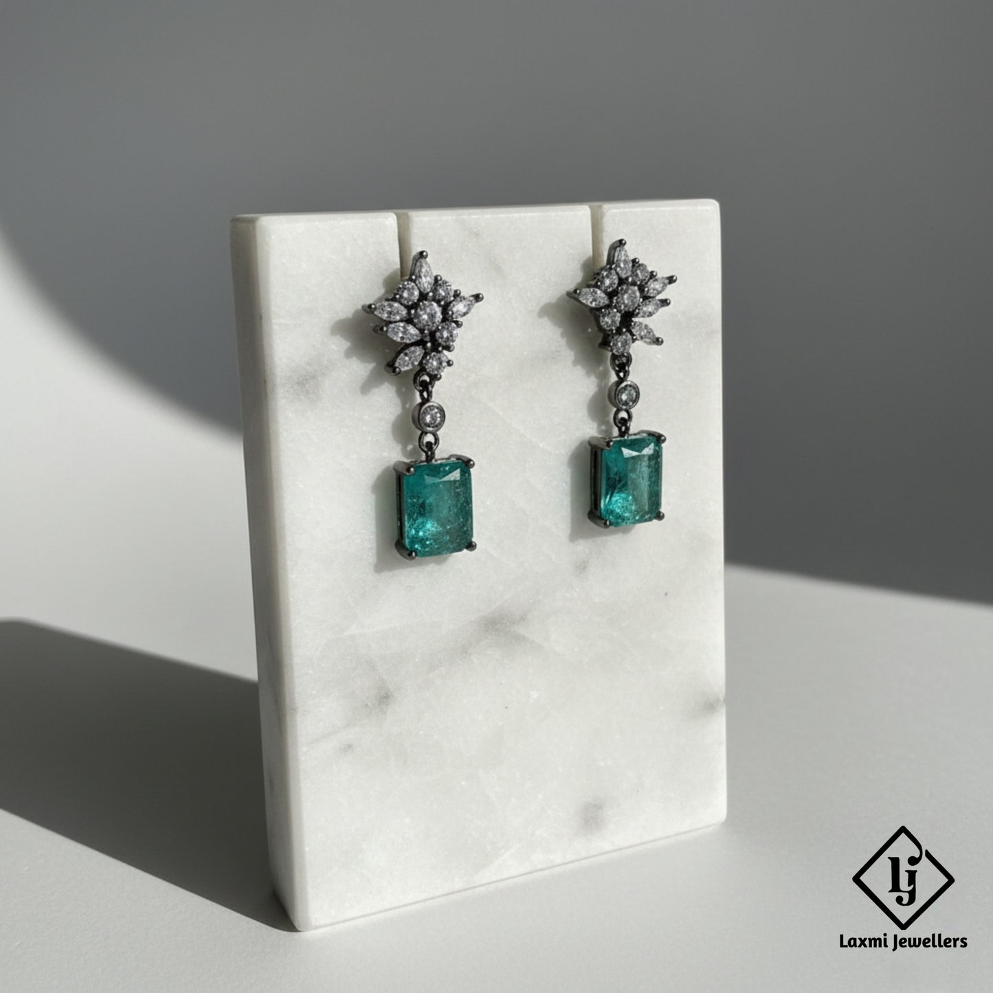 925 Sterling Silver Green Emerald CZ Drop Earrings for Women | Diamond Look Party Wear Earrings