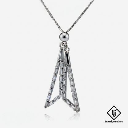 Designer Silver Crystal Pendant Necklace for Women | Stylish Party Wear Jewellery
