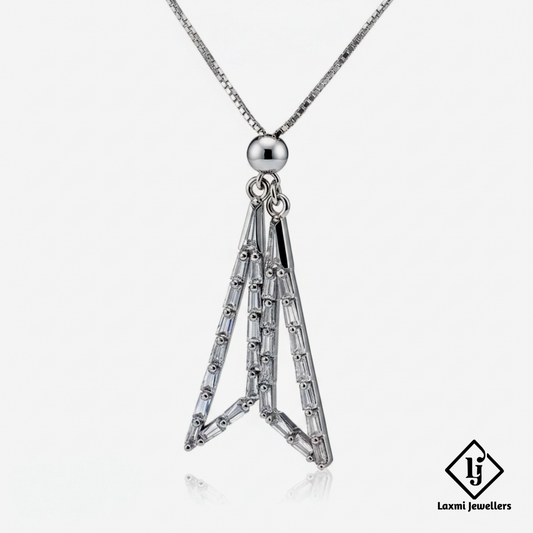 Designer Silver Crystal Pendant Necklace for Women | Stylish Party Wear Jewellery