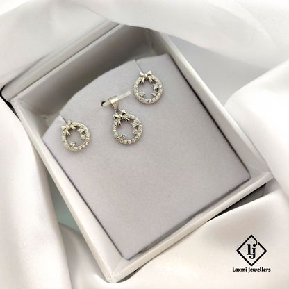 925 Silver Bow & Star CZ Pendant Set for Women | Elegant Daily Wear Jewelry