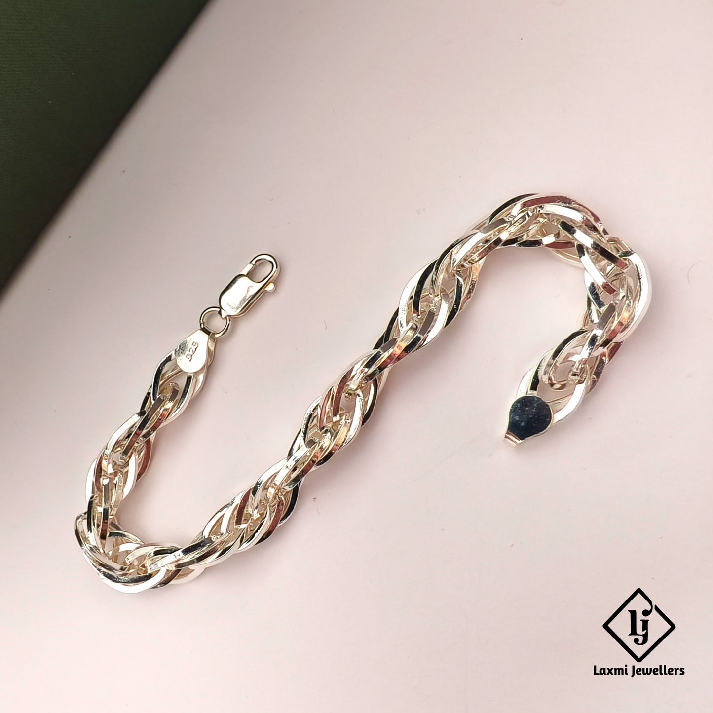 925 Sterling Silver Twisted Chain Bracelet for Men | Rope Style Designer Gents Bracelet