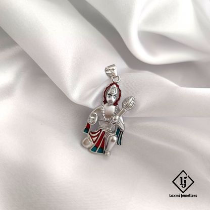 925 Sterling Silver Hanuman Pendant – Enamel Finish | Devotional Jewelry by Laxmi Jewellers