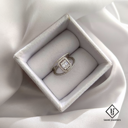 925 Sterling Silver Baguette CZ Ring for Women – Modern Open Band Design | Laxmi Jewellers
