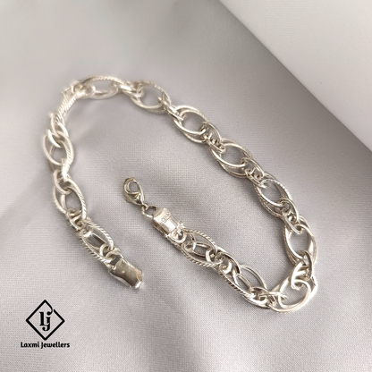 925 Sterling Silver Rope Link Chain Bracelet for Men – Classic & Stylish | Laxmi Jewellers