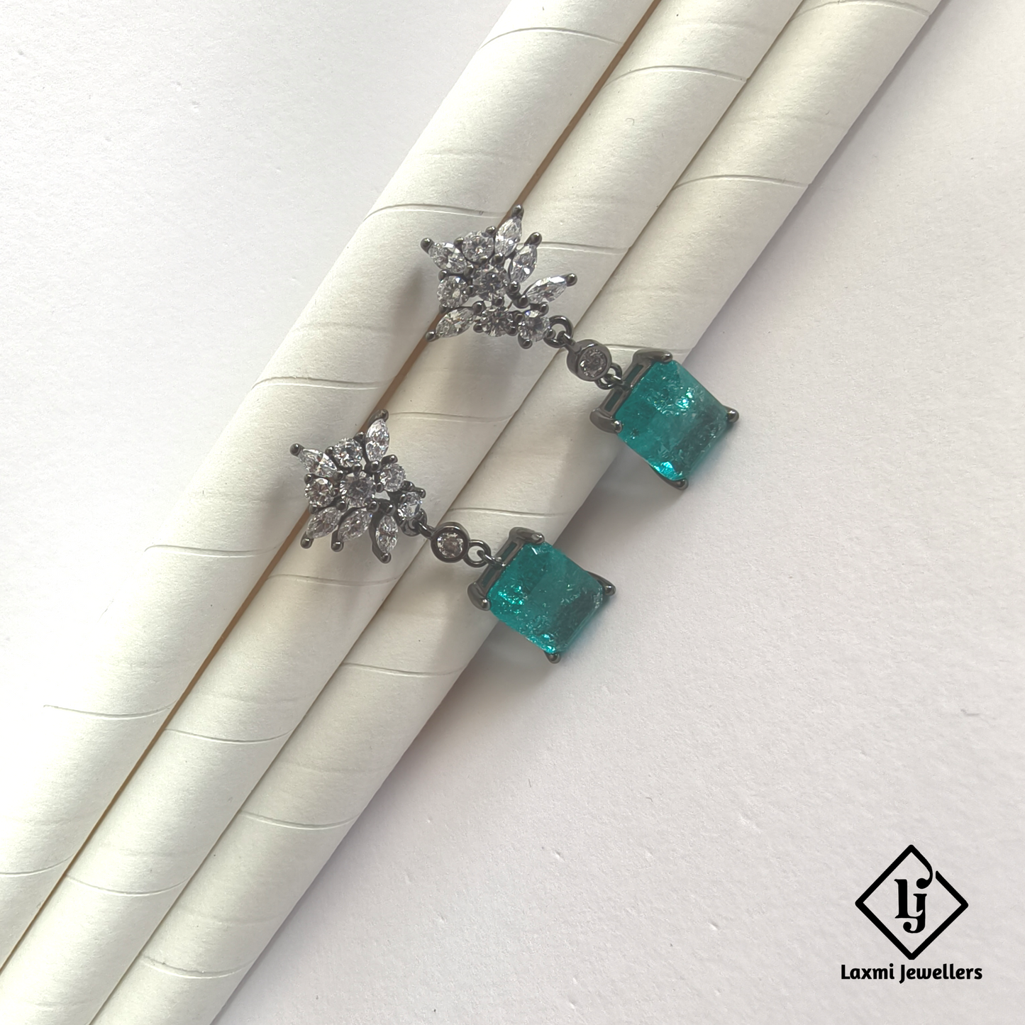 925 Sterling Silver Green Emerald CZ Drop Earrings for Women | Diamond Look Party Wear Earrings
