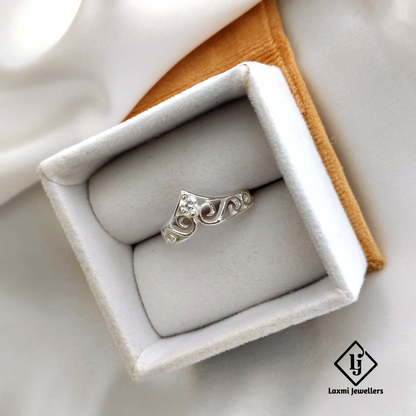 Elegant 925 Sterling Silver Filigree Ring with Sparkling Cubic Zirconia – Vintage-Inspired Design