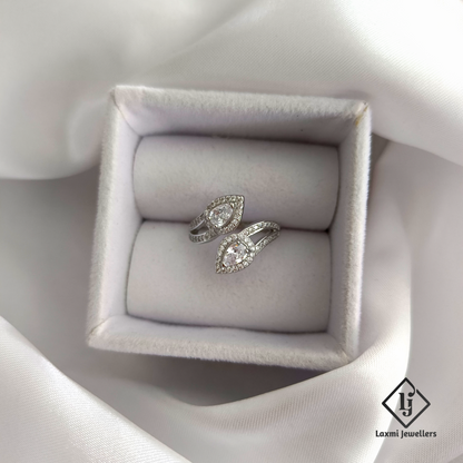 Elegant Teardrop CZ Open Ring in Sterling Silver – Laxmi Jewellers