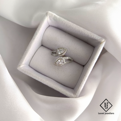 Elegant Teardrop CZ Open Ring in Sterling Silver – Laxmi Jewellers