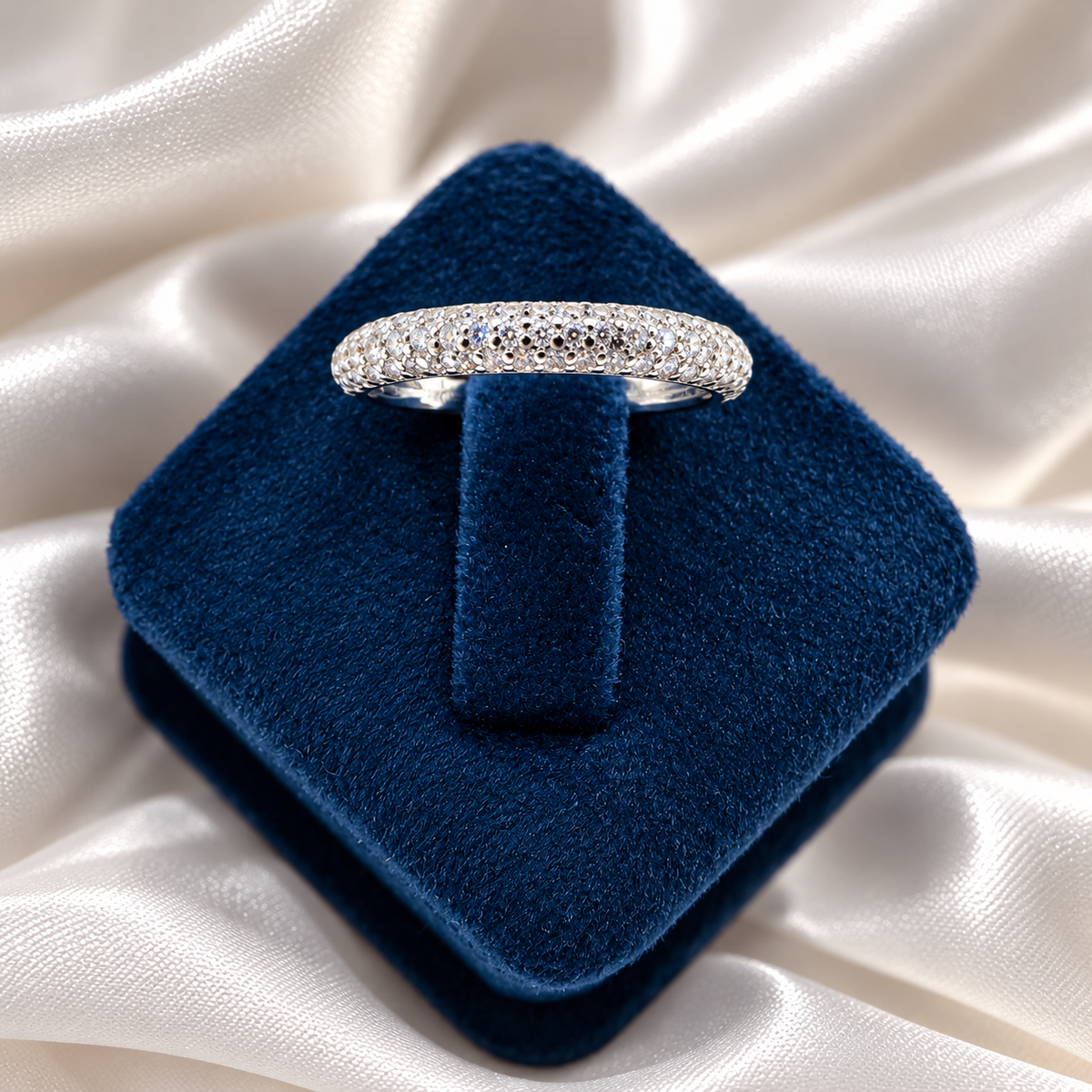 915 Sterling Silver Elegant Full Pave CZ Stone Band Ring for Women | Premium Silver-Tone Ladies Ring – Laxmi Jewellers