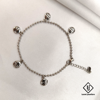 Stylish Silver Beaded Charm Bracelet – Laxmi Jewellers