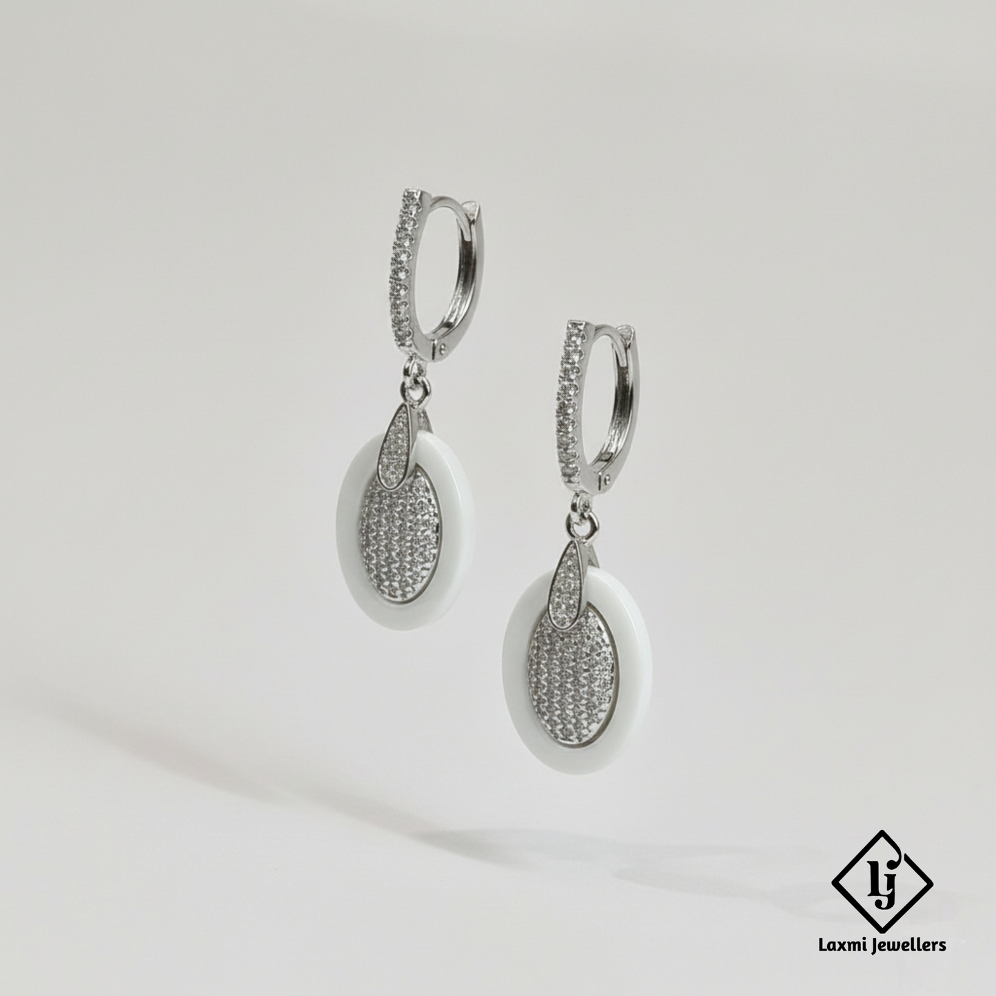 925 Sterling Silver Bali Style White Oval Drop Earrings | Designer Silver Earrings for Women