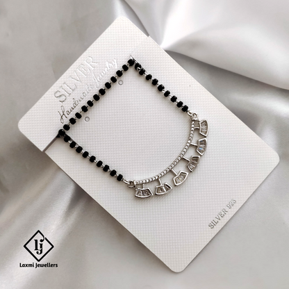 925 Sterling Silver Black Beads Mangalsutra Necklace – Traditional Indian Jewelry for Daily Wear