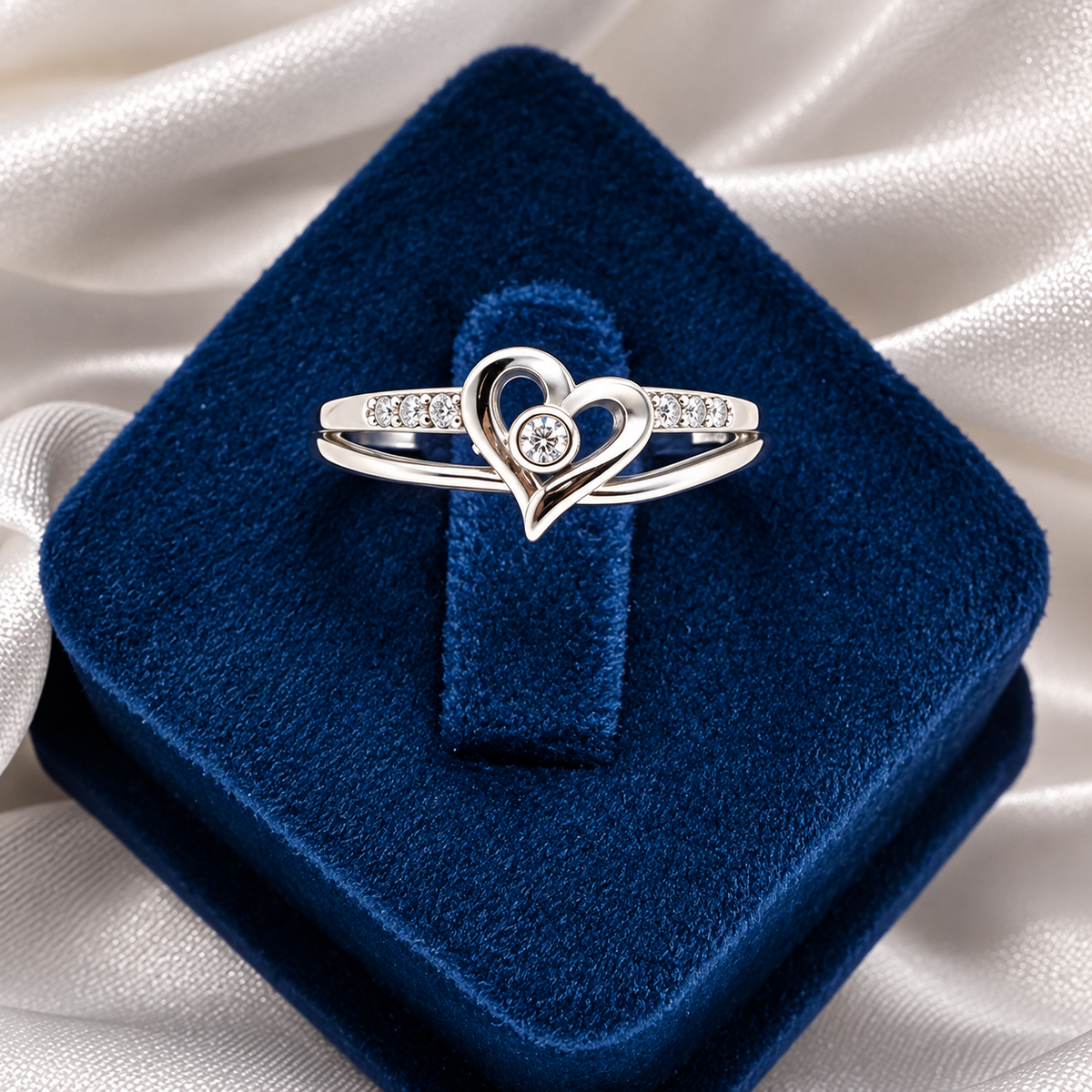 925 Sterling Silver Heart Ring for Women | Sparkling Heart Design Ladies Ring – Laxmi Jewellers