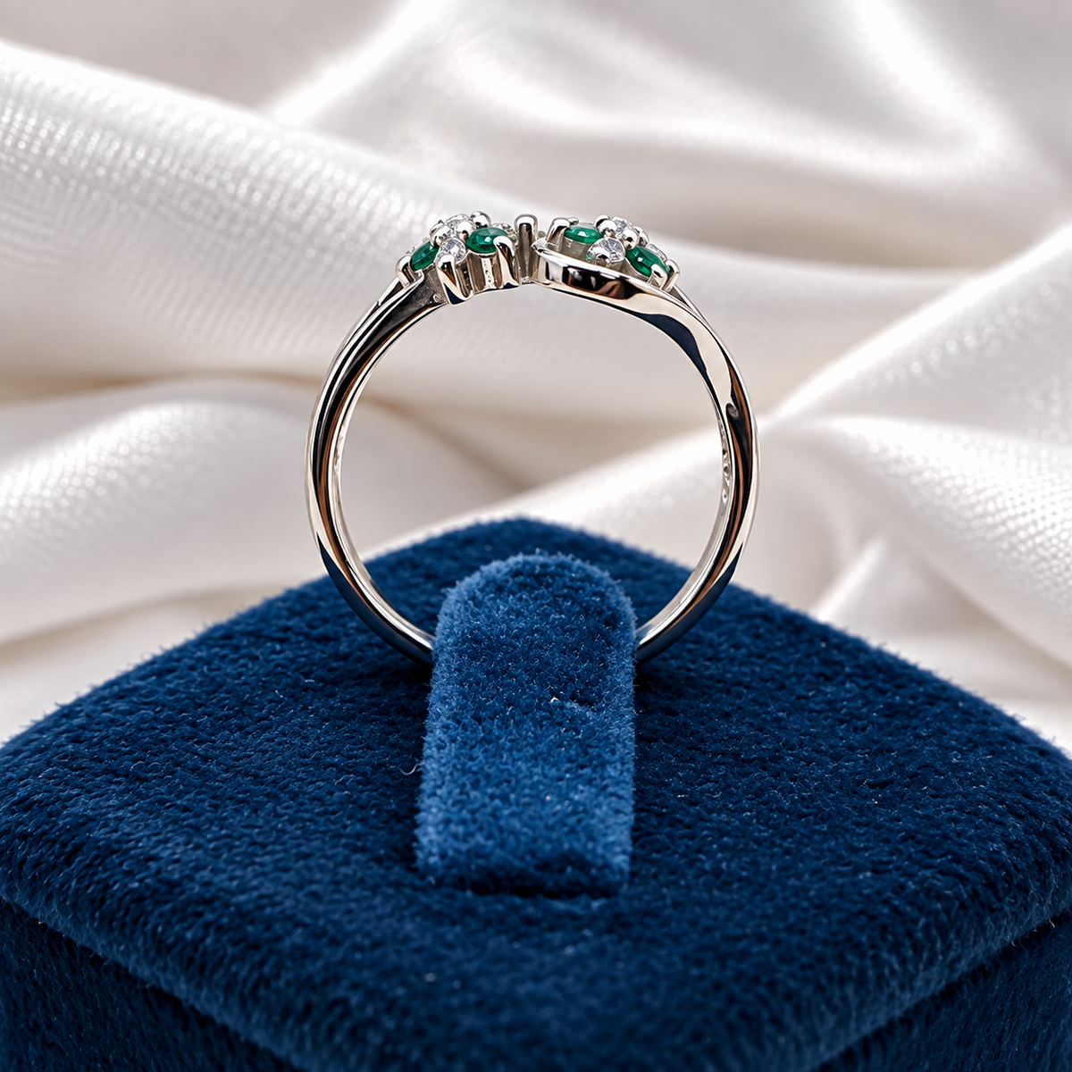 925 Sterling Silver Green Stone Floral Ring for Women | Elegant Ladies Ring – Laxmi Jewellers