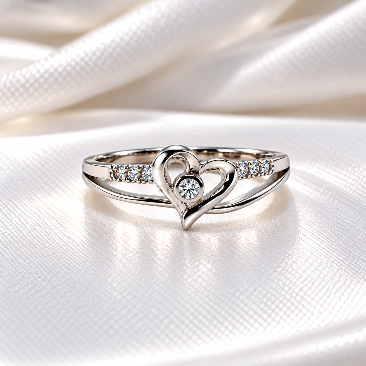 925 Sterling Silver Heart Ring for Women | Sparkling Heart Design Ladies Ring – Laxmi Jewellers