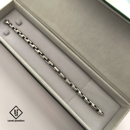 925 Sterling Silver Black Designer Bracelet for Men | Stylish Gents Silver Bracelet