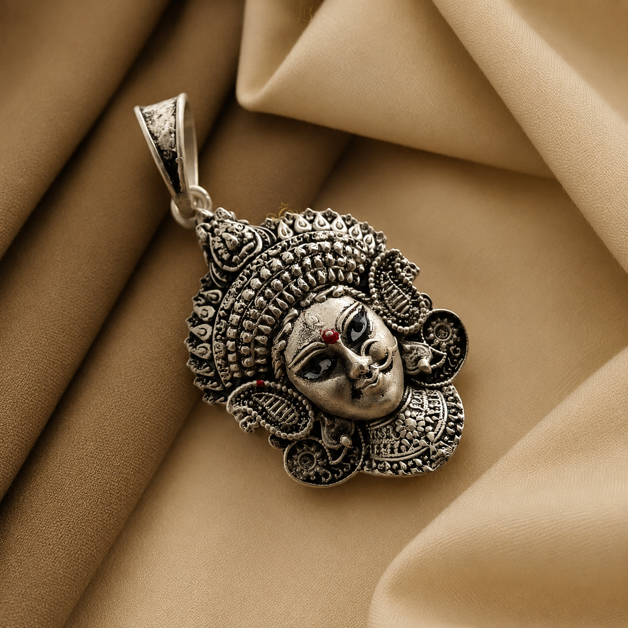 Mataji Face Silver Pendant | Divine Goddess Pendant for Women & Men | Designer Mata Pendant