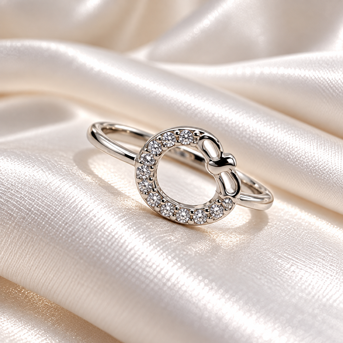 925 sterling silver Elegant Circle Crystal Ladies Ring for Women | Stylish Bow Design Silver Ring – Laxmi Jewellers