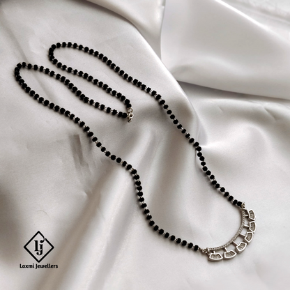925 Sterling Silver Black Beads Mangalsutra Necklace – Traditional Indian Jewelry for Daily Wear