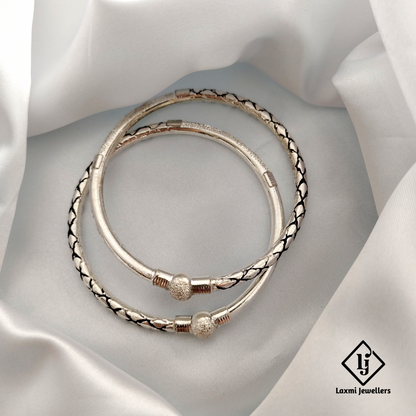 Traditional 925 Sterling Silver Oxidized Pattern Bangles – Unique Handcrafted Design