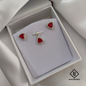 925 Sterling Silver Triangle Red Stone Pendant & Earrings Set – Elegant Jewelry for Women