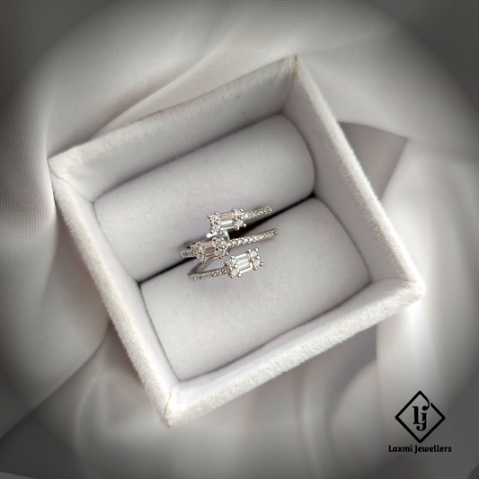 Elegant Triple Band CZ Silver Ring for Women – Non-Adjustable Designer Statement Ring