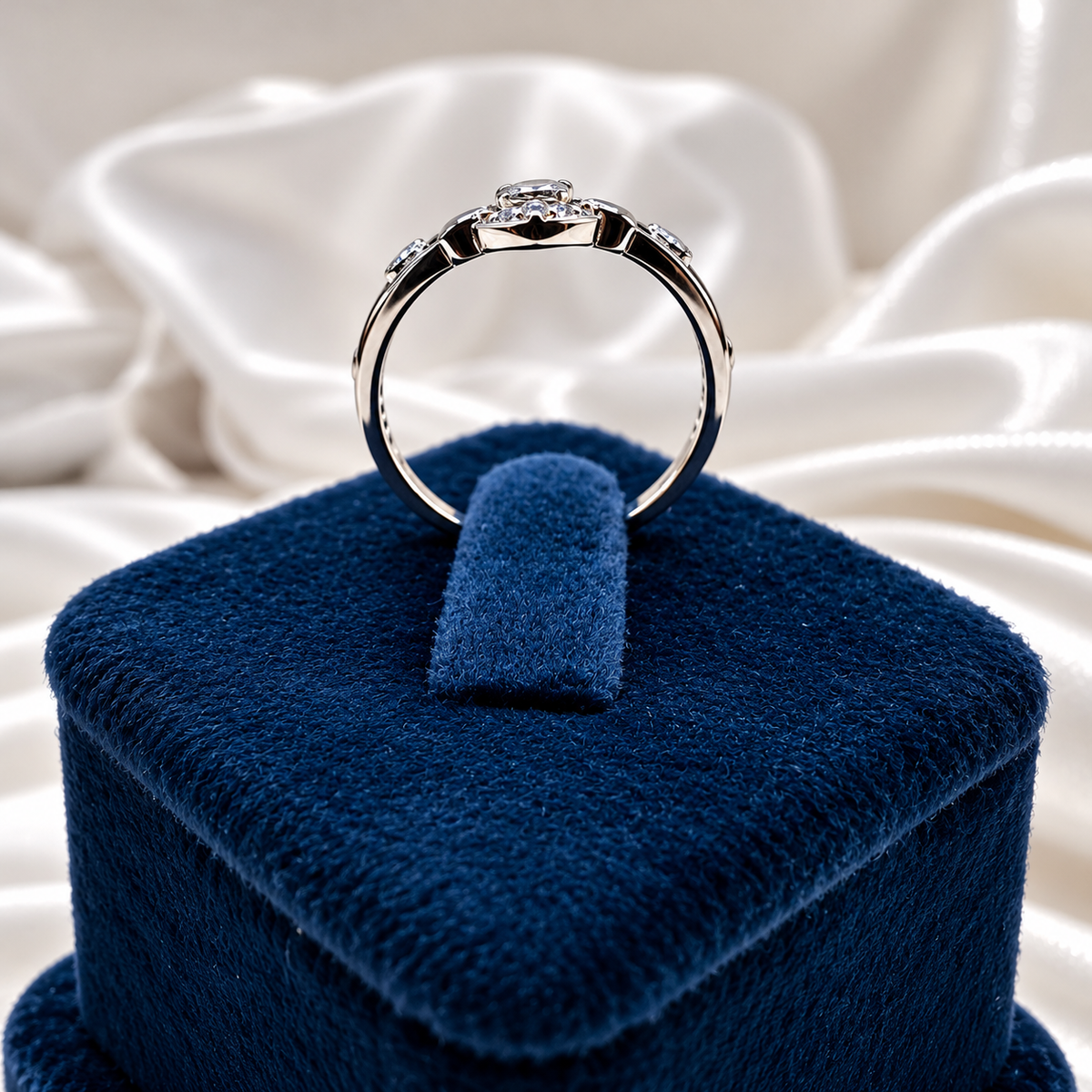 Heart Design Silver Ladies Ring with White Stones | Stylish Heart Ring for Women – Laxmi Jewellers
