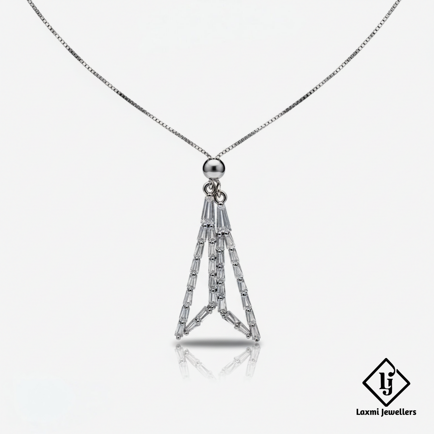 Designer Silver Crystal Pendant Necklace for Women | Stylish Party Wear Jewellery
