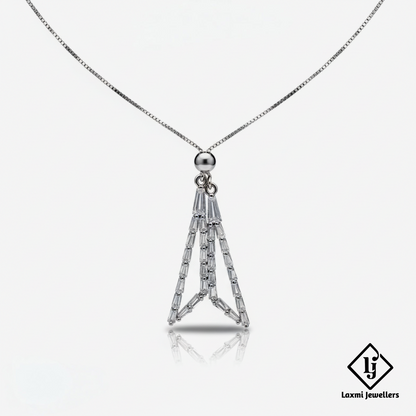 Designer Silver Crystal Pendant Necklace for Women | Stylish Party Wear Jewellery