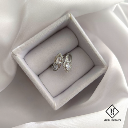 Elegant Teardrop CZ Open Ring in Sterling Silver – Laxmi Jewellers