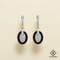 925 Sterling Silver Bali Style Black Stone Oval Drop Earrings | Designer Silver Earrings