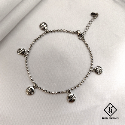 Stylish Silver Beaded Charm Bracelet – Laxmi Jewellers